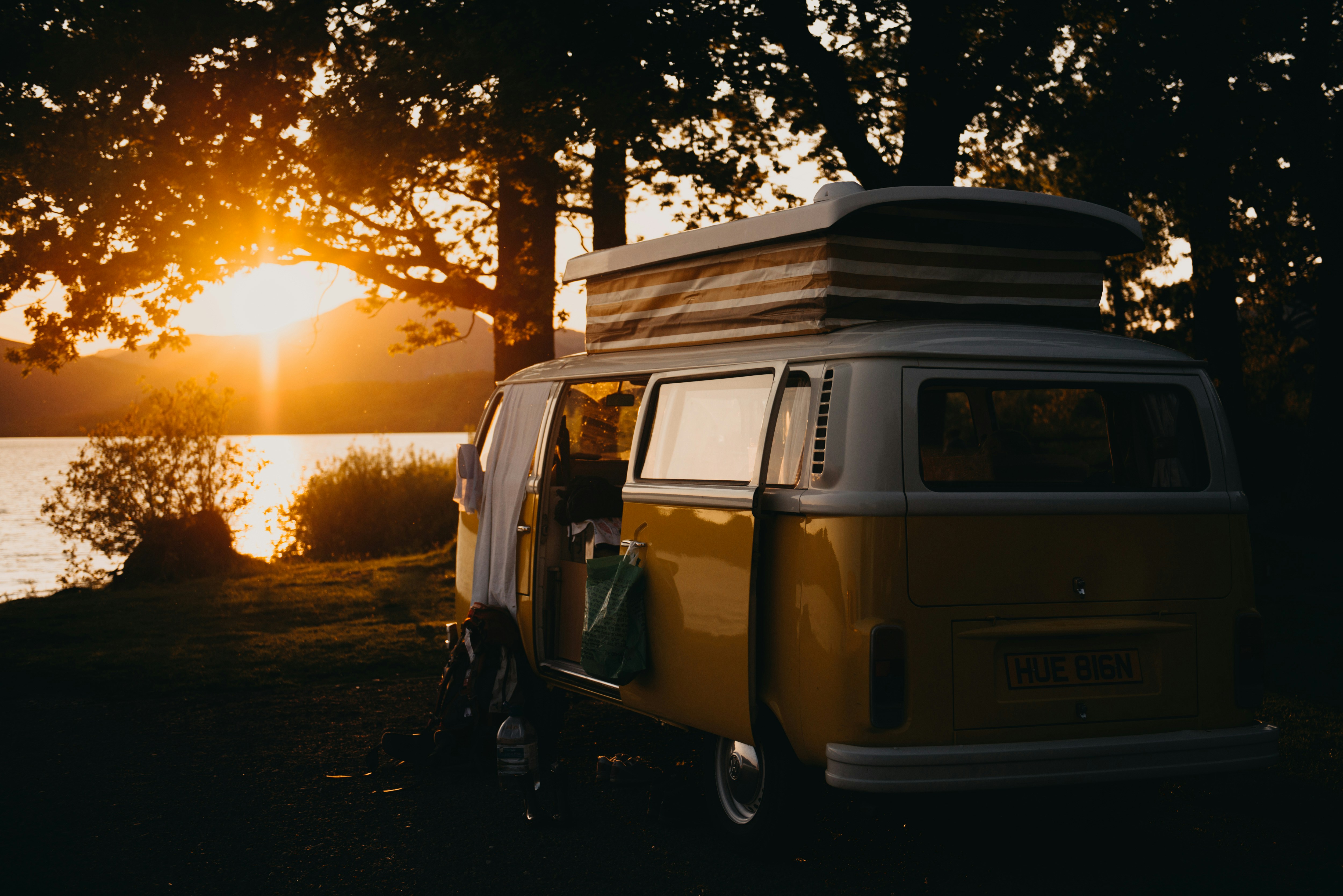 Campervan with solar panels for safe and reliable off-grid power
